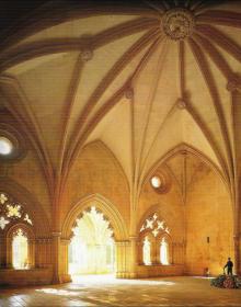 The vaulted ceiling in the Chapter House